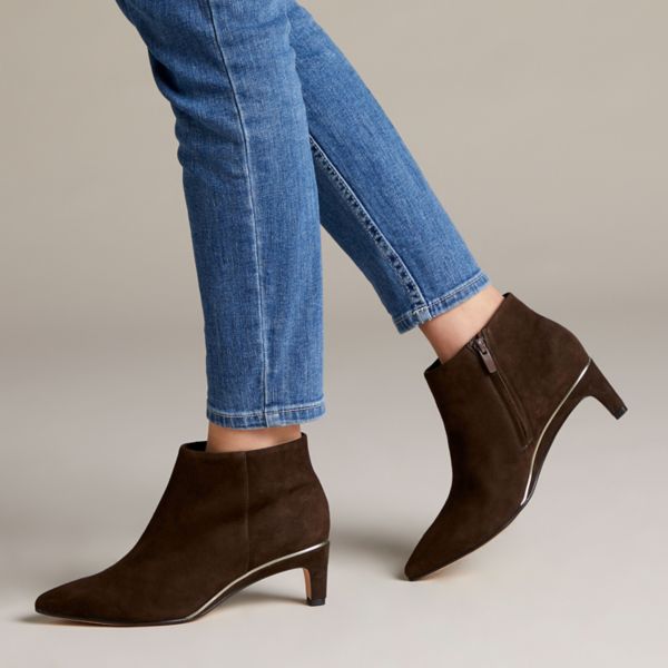 Clarks Womens Ellis Eden Ankle Boots Dark Brown | UK-4325691